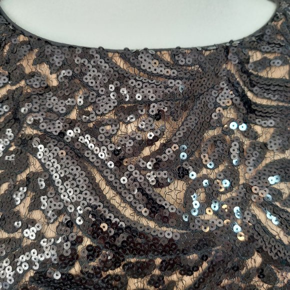 NWT Monique LHuillier Black Sleeveless Dress with Sequin Lace Upper Sz 8 - Picture 7 of 17